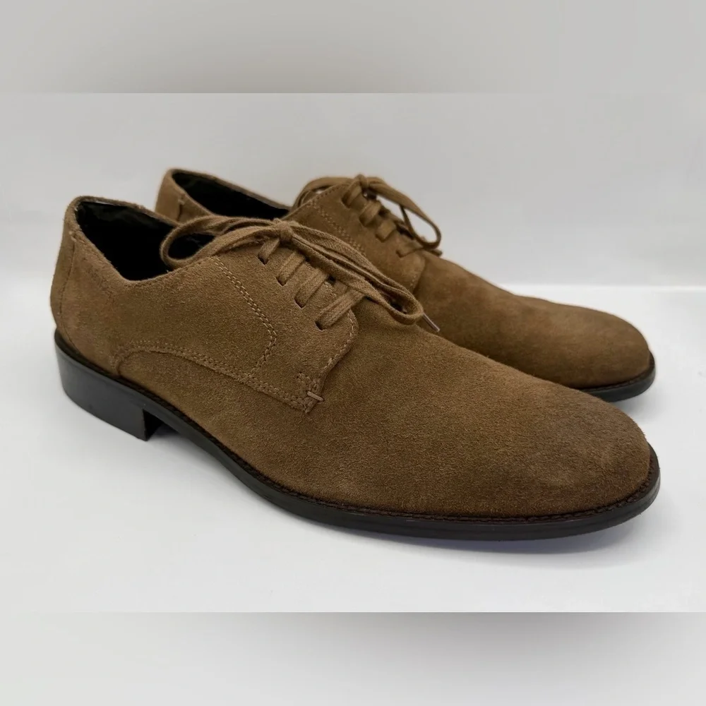 Calvin Klein Men's Size 9 Tan Suede Derby Dress Casual Oxford Shoes